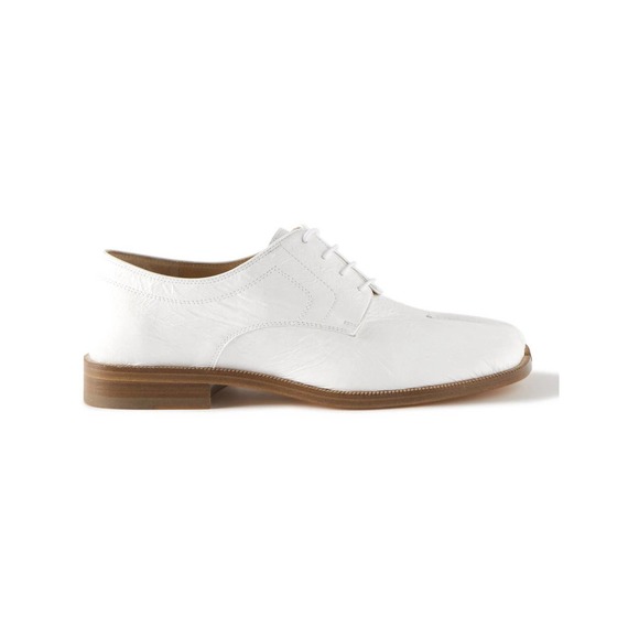 Maison Margiela - Tabi Split Toe crinkle Leather Derby Shoes - White main image 5